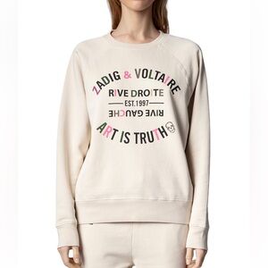 ZADIG & VOLTAIRE Upper Blason Brode Cotton Embroidered Sweatshirt Sz M